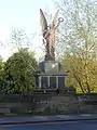 The town's war memorial on the bridge.