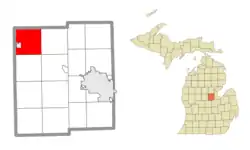 Location within Midland County and the state of Michigan