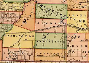 Map of Washabaugh County showing its boundaries in 1892