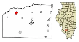 Location of Okawville in Washington County, Illinois.