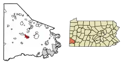 Location of Washington in Washington County, Pennsylvania