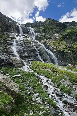 A waterfall near the selo of Arkhyz in Zelenchuksky District