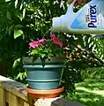 Watering can made from discarded container