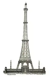 line drawing of tower structure with 8 legs