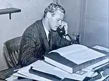 Walter Boardman Kerr at his Tribune desk