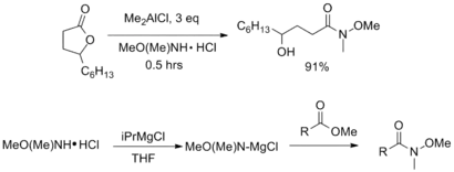 Example of syntheses from esters and lactones