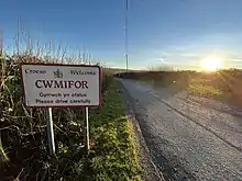 Welcome sign, Cwmifor