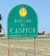 SIGN: Welcome to Cashion - Centennial 1900-2000