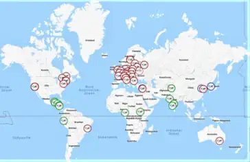 Red: Austrian Holocaust Memorial Service, Green: Austrian Social Service, Blue: Austrian Peace Service