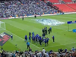 Millwall players celebrating their play-off final victory