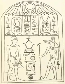 Stele of Wepwawetemsaf, drawing made in 1913 by Wallis Budge