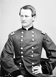 Old picture of mostly clean-shaven American Civil War general with no hat