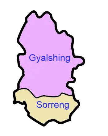 A clickable map of West Sikkim exhibiting its two subdivisions.