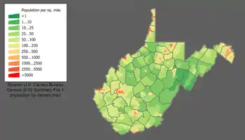 Image 13West Virginia population density map (from West Virginia)