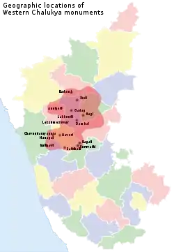 Core area of Western Chalukya architectural activity in modern Karnataka state, India