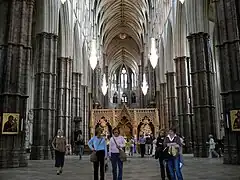 Westminster Abbey, nave looking east