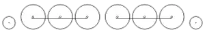 Diagram of one small leading wheel, two trios of large driving wheels with each trio joined by a coupling rod, and one small trailing wheel