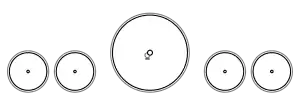 Diagram of two small leading wheels, a single large driving wheel and two small trailing wheels