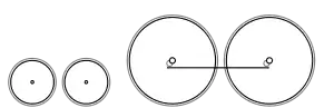 Diagram of two small leading wheels and two large coupled wheels