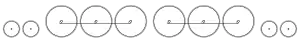 Diagram of two small leading wheels, six large driving wheels in two trios, each trio joined by coupling rods, and two small trailing wheels