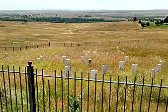 Black face marking the spot where Custer fell