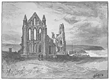 The ruins of Whitby Abbey in a 1909  book illustration