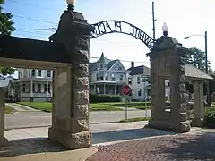 Gate at South end of White Place (from behind)