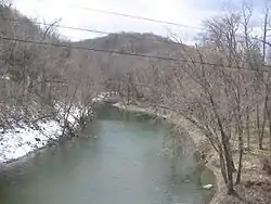 White Deer Hole Creek, looking west from the U.S. Route 15 Bridge, in Allenwood