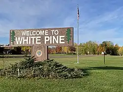 Entry sign to White Pine, Michigan.