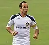 Landon Donovan playing in a soccer game in 2010