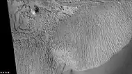 Layers in southern portion of Becquerel Crater mound, as seen by CTX camera (on Mars Reconnaissance Orbiter).  Note: this is an enlargement of a previous image.