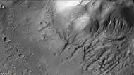 Gullies on central mound in Martz Crater, as seen by CTX camera (on Mars Reconnaissance Orbiter).  Note: This is an enlargement of the previous image of Martz Crater.