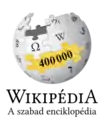 Hungarian Wikipedia 400,000 articles logo