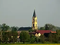 Wildenhain village and church, viewed from the north