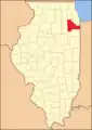 Will County in 1853, reduced to its current borders by the creation of Kankakee County