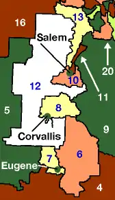 Willamette Valley Senate districts south of Portland area.