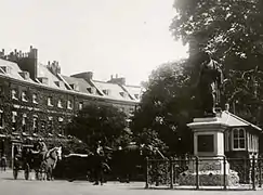 Statue of William Courtenay, 11th Earl of Devon, by Edward Bowring Stephens, in Bedford Circus, Exeter, where it stood from its unveiling in 1880 (having replaced Stephens' The "Deer stalker") to after 1942 when it escaped World War II bombing and was placed in storage. It stands in 2013 in Northernhay Gardens, Exeter.