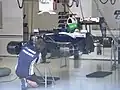 Mechanic working on Nico Rosberg's Williams FW31 during practices on Friday of 2009 Turkish Grand Prix