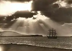 Full-rigged ship Maella, of Oslo, in Bressay Sound circa 1922