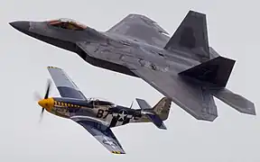 A Lockheed Martin F-22 Raptor and