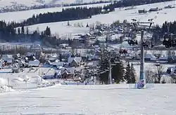 General view of the village in winter