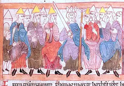 Image 72Anglo-Saxon king with his Witan. Biblical scene in the Old English Hexateuch (11th century) (from History of England)