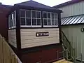 Withyham signal box at its new location at Sheffield Park railway station, Bluebell Railway.