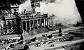 The fire at Witley Court in 1937. View from in front of the house