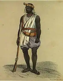 An image illustration of a Wolof soldier in the 19th century