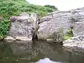 Afon Irfon flows through the narrow Wolves' Gorge into the Wolves' Pool in the Abergwesyn Valley