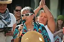 Indigenous demonstrators at a march for Women's Housing in the DTES