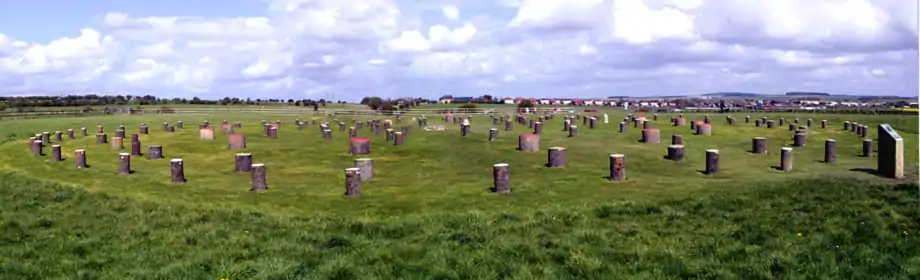 Panorama view of the complete Woodhenge site.