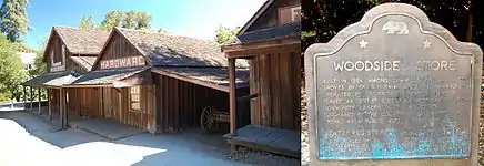 Exterior of the Woodside Store with State of California plaque