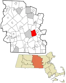 Location in Worcester County and the state of Massachusetts